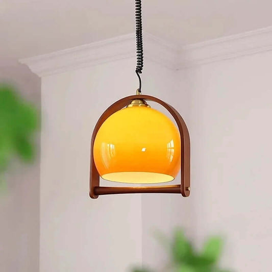 Vintage Træ Pendellampe - 30cm