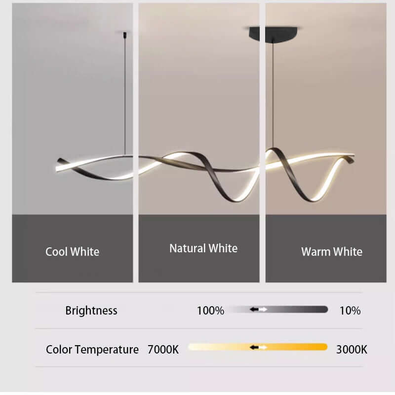 Moderne LED Lysekrone i Sort - 116cm