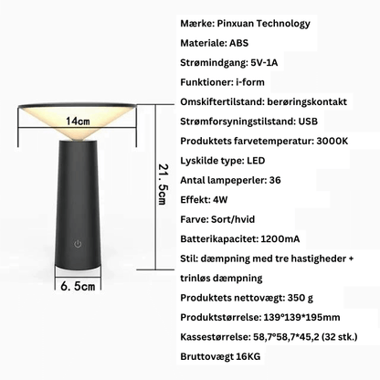 Trådløs LED Bordlampe med Fjernbetjening