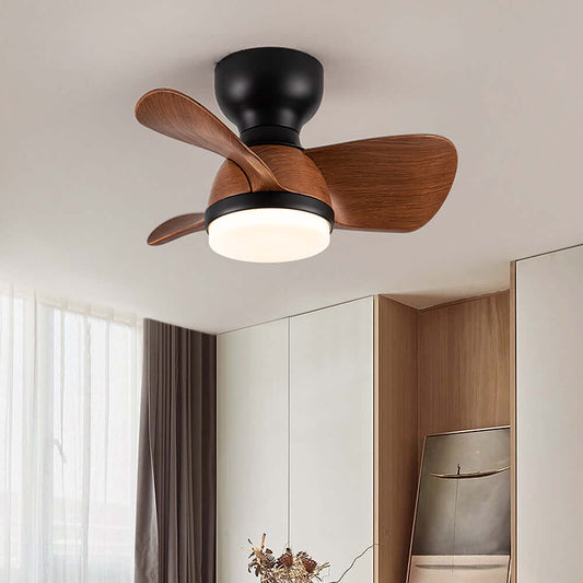 Loftsventilator i træ med LED-lys