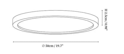 Ultratynd Rund Loftslampe i Akryl med Metalfinish