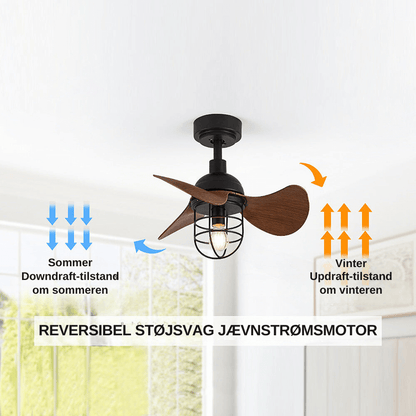 Moderne loftsventilator med lys i mørk valnød 56 cm