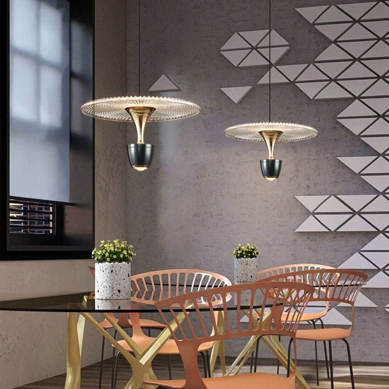 Moderne LED-Pendellampe, Diskformet Design