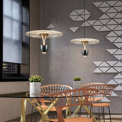 Moderne LED-Pendellampe, Diskformet Design