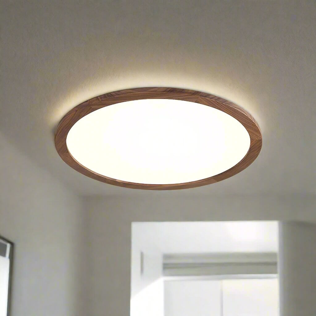 Ultratynd Rund Loftslampe i Akryl med Metalfinish