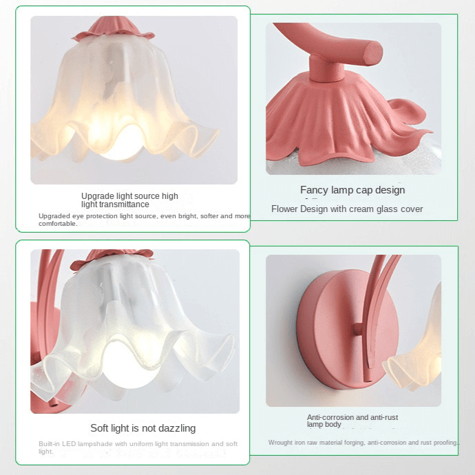 Elegant Retro Blomster Væglampe