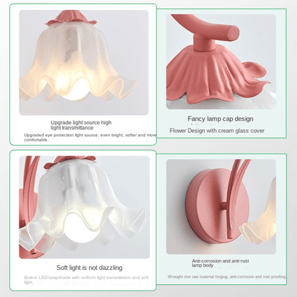 Elegant Retro Blomster Væglampe