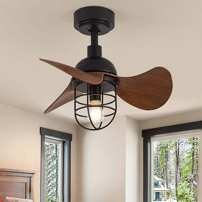 Moderne loftsventilator med lys i mørk valnød 56 cm