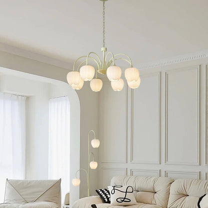 Elegant Matcha Lysekrone i Tulipandesign