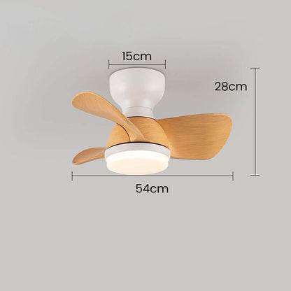 Loftsventilator i træ med LED-lys