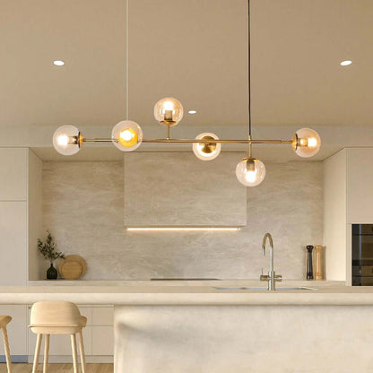 Elegant Kugle Pendel Lampe i Glas & Metal