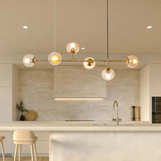 Elegant Kugle Pendel Lampe i Glas & Metal