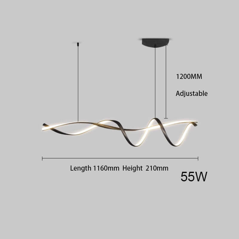 Moderne LED Lysekrone i Sort - 116cm