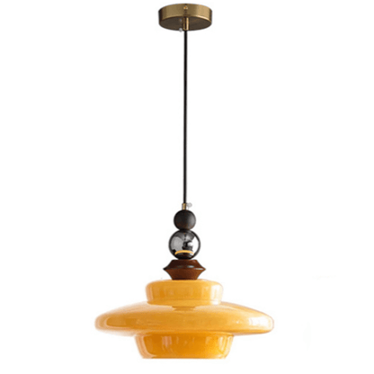 Elegant Beige Glas Pendellampe - Middelalderlig Stil