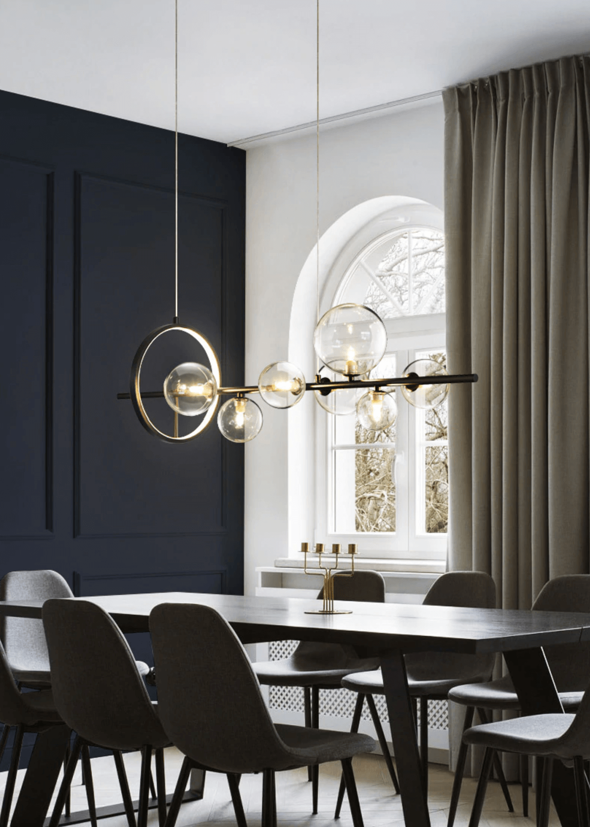 Elegant Boblelysekrone i Glas