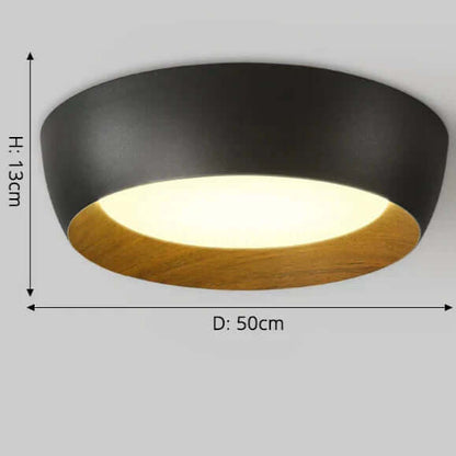 Minimalistisk LED loftslampe med trædetaljer