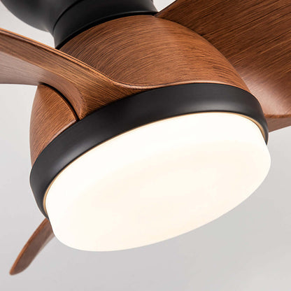 Loftsventilator i træ med LED-lys