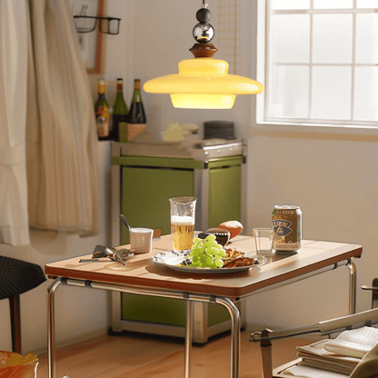 Elegant Beige Glas Pendellampe - Middelalderlig Stil
