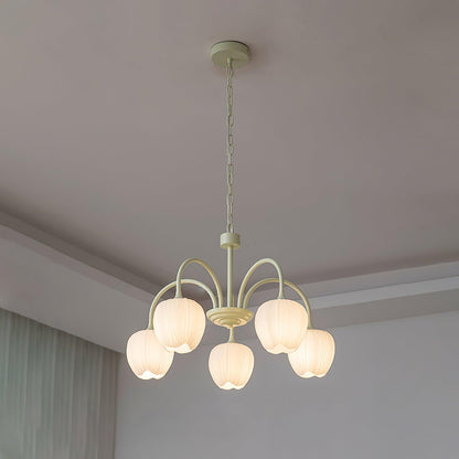 Elegant Matcha Lysekrone i Tulipandesign