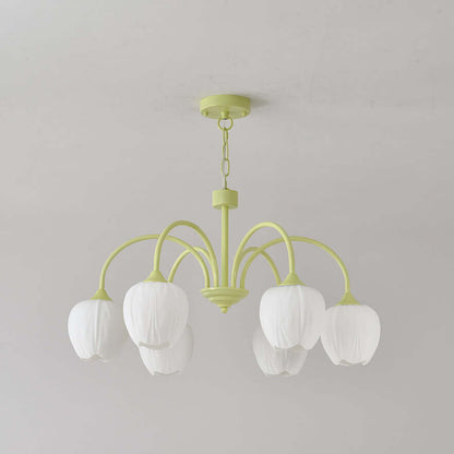Elegant Matcha Lysekrone i Tulipandesign
