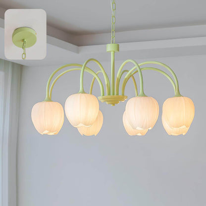Elegant Matcha Lysekrone i Tulipandesign