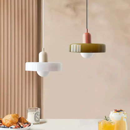 Farvet Glas Pendellampe - Bauhaus Design