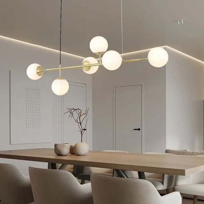 Elegant Kugle Pendel Lampe i Glas & Metal