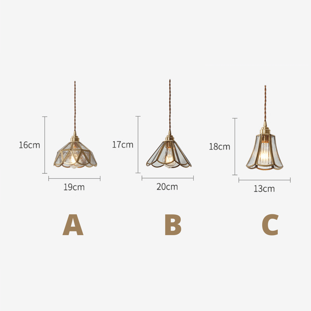 Elegant Glas Pendellampe - Messing Detaljer