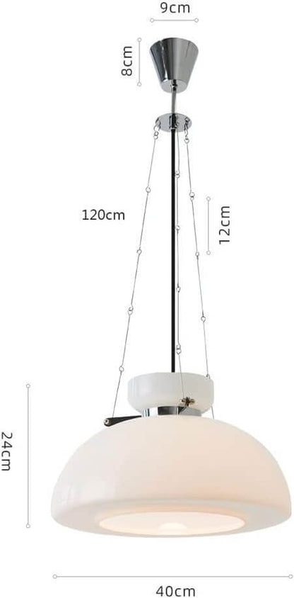 Mælkeagtig Glas Pendellampe - 40cm