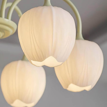 Elegant Matcha Lysekrone i Tulipandesign