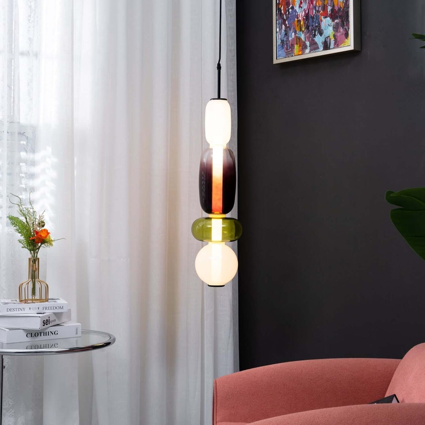 Farverig Glas Pendel - Moderne Designlampe