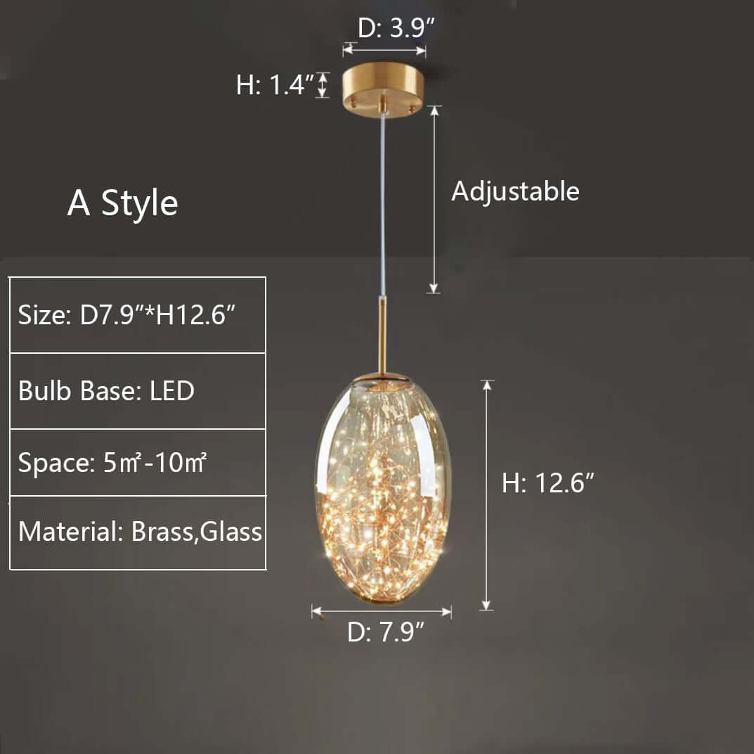 Elegant Pendel i Gråt Glas med Stjernehimmeleffekt