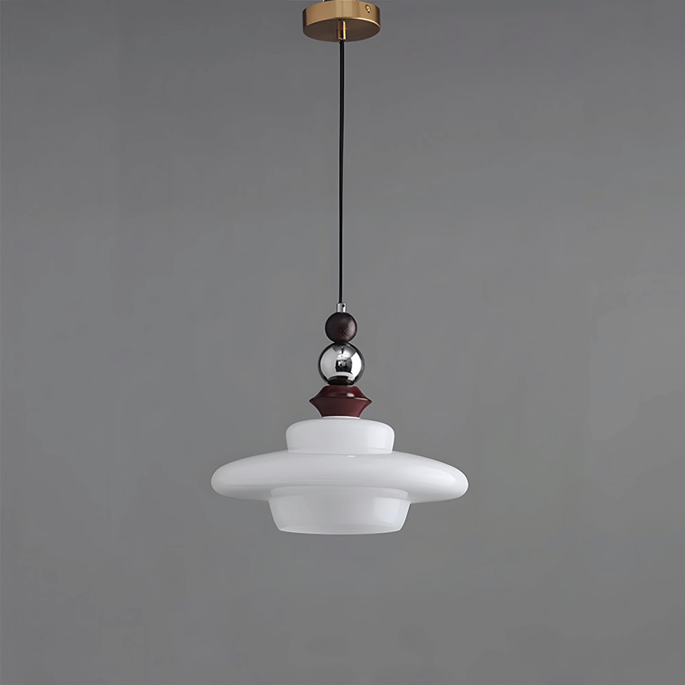 Elegant Beige Glas Pendellampe - Middelalderlig Stil