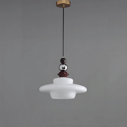 Elegant Beige Glas Pendellampe - Middelalderlig Stil