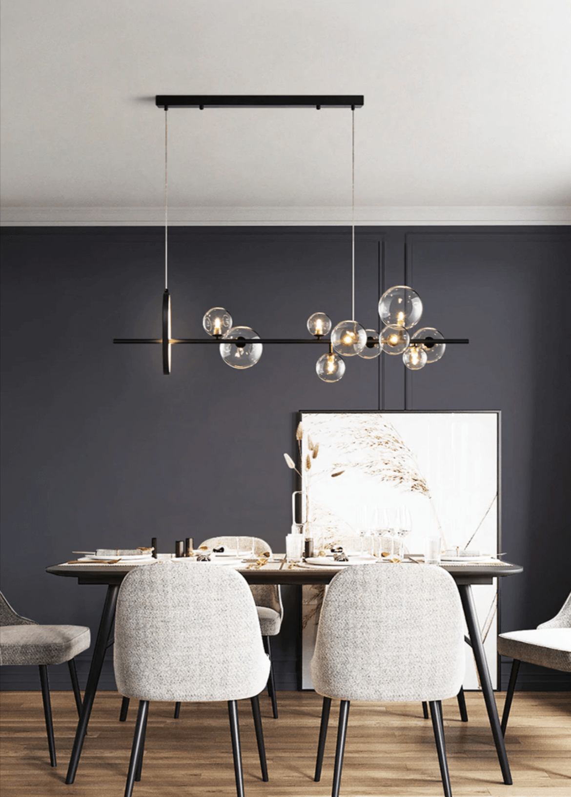 Elegant Boblelysekrone i Glas