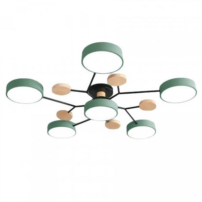 Forgrenet LED-loftslampe i træ og metal