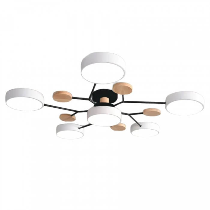 Forgrenet LED-loftslampe i træ og metal