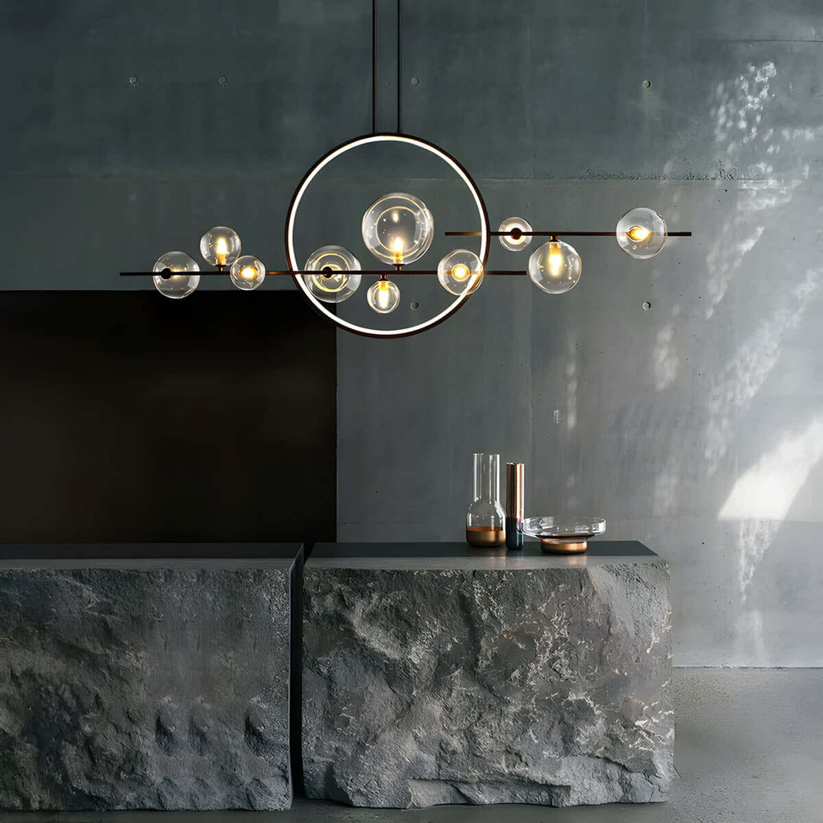 Elegant Lysekrone med Glaskugler | 100/140cm