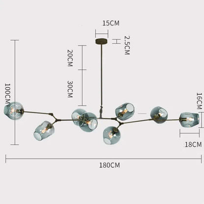 Moderne Sputnik Lysekrone i Bobleglas