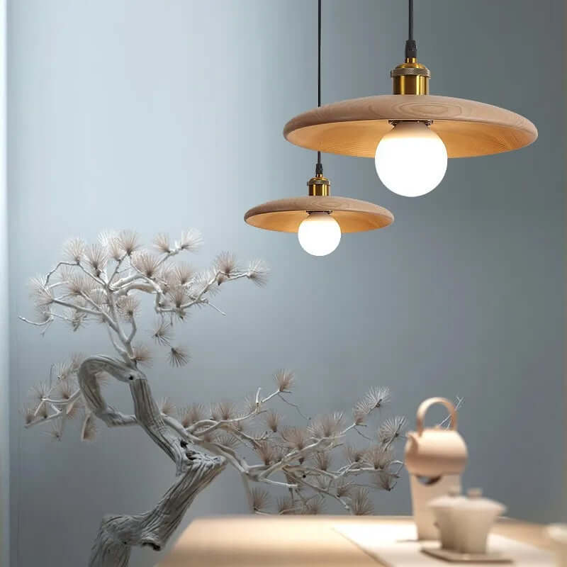 Designer loftslampe i træ med LED | Elegant belysning