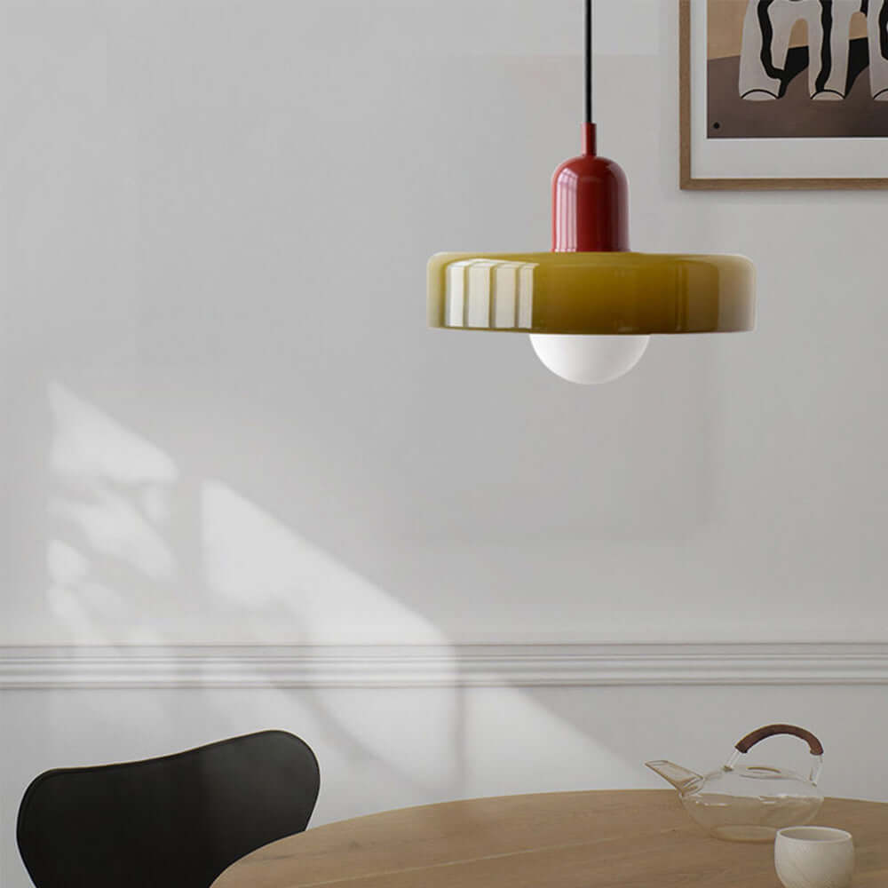 Farvet Glas Pendellampe - Bauhaus Design