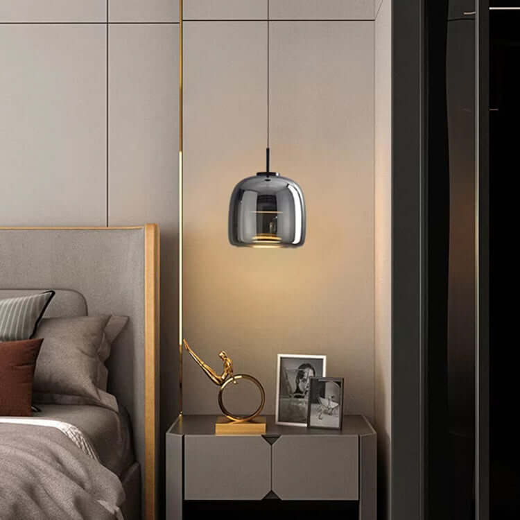 Elegant Sort Glas Pendellampe