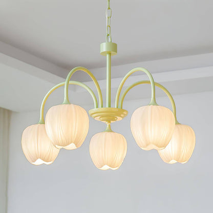 Elegant Matcha Lysekrone i Tulipandesign