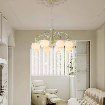 Elegant Matcha Lysekrone i Tulipandesign