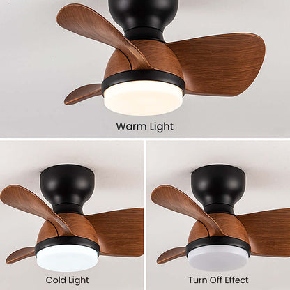Loftsventilator i træ med LED-lys