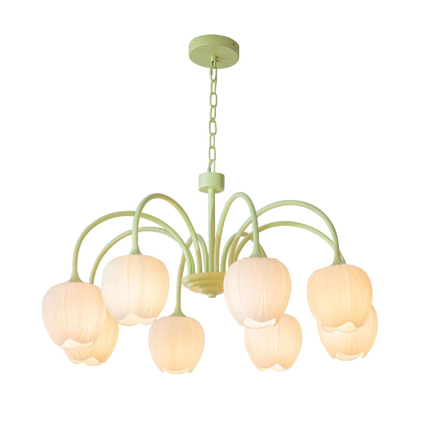 Elegant Matcha Lysekrone i Tulipandesign