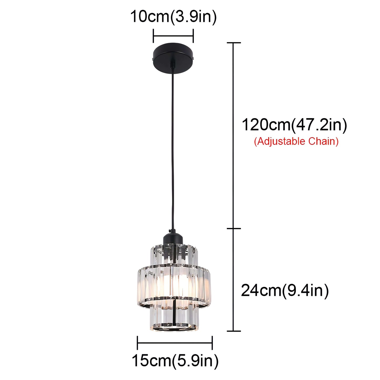 Elegant Rund Loftslampe i Krystalglas - 15cm