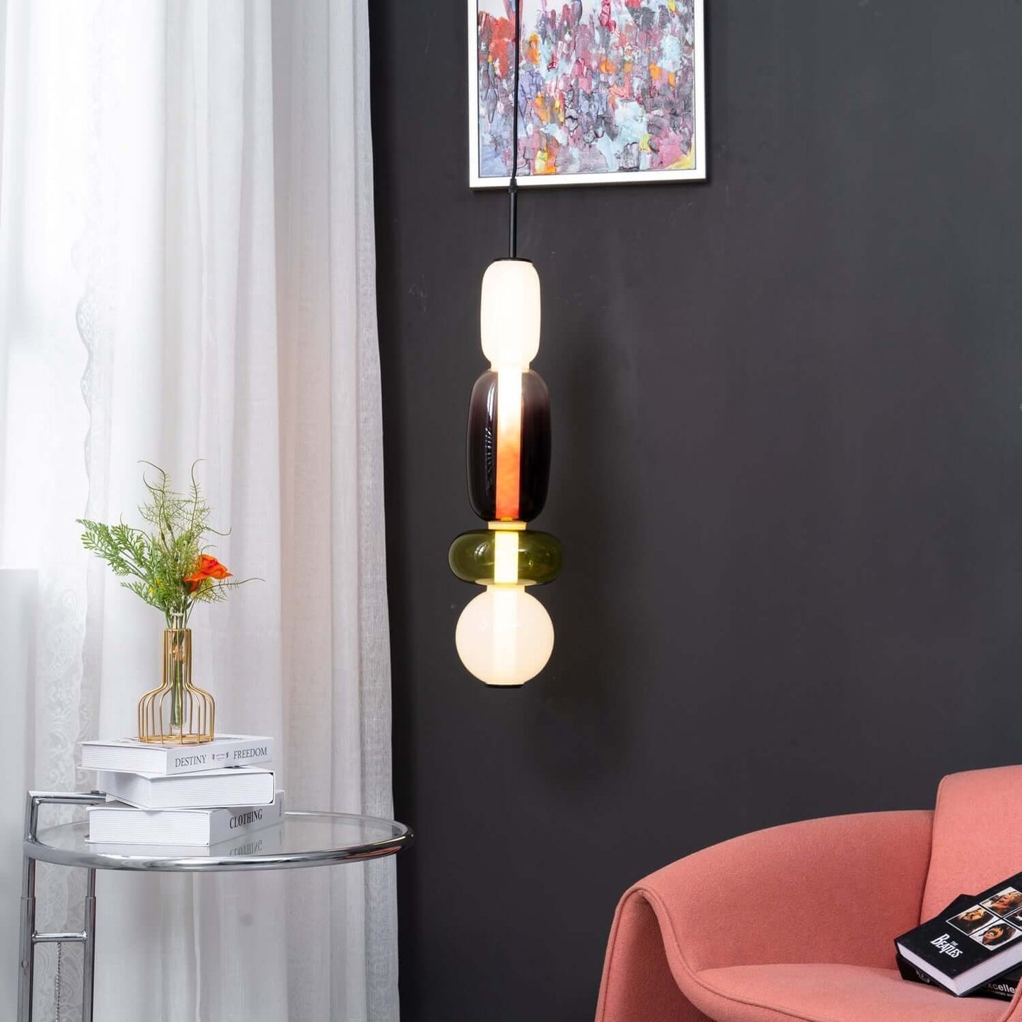 Farverig Glas Pendel - Moderne Designlampe