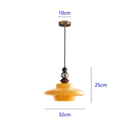 Elegant Beige Glas Pendellampe - Middelalderlig Stil
