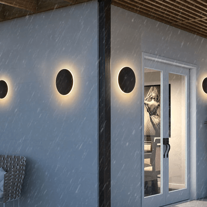 Rund LED-udendørslampe i metal